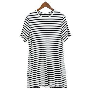 REFORMATION Shirt Dress Ceto Stripe Charli Ribbed Knit Pockets White Blue